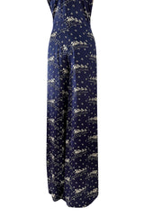 Insanely Good 1973 Biba by Barbara Hulanicki Blue Backless Horse Print Jumpsuit