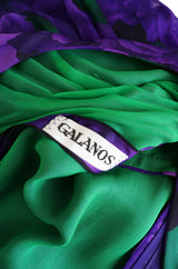 Extraordinary 1970s James Galanos Purple Silk Chiffon Demi-Couture Dress