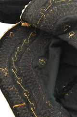 1960s Hand Applied Gold Cord & Mirrors on Black Velvet Tunic Top