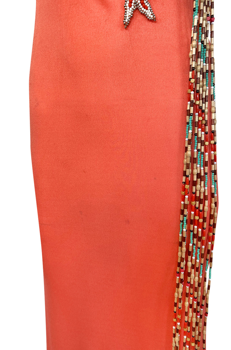 Early 1970s Bob Mackie Ray Aghayan One Shoulder Beaded Jersey Dress