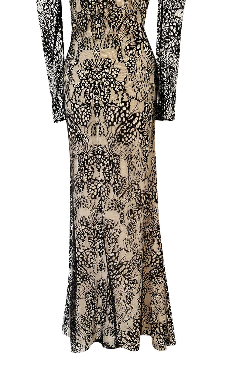 Spectacular Pre-Fall 2016 Alexander McQueen by Sarah Burton Black Nude Lace Dress