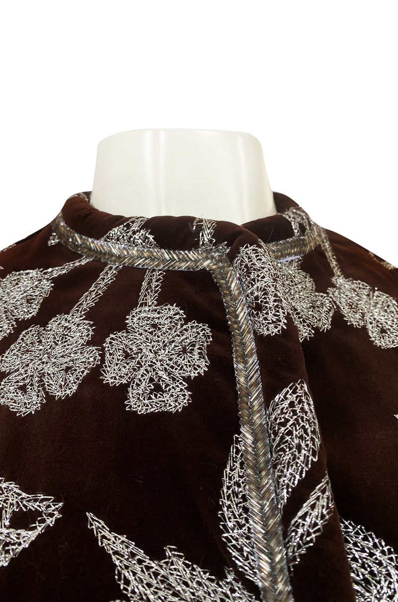 1968 Bill Blass Museum Documented Brown Velvet & Silver Thread Coat