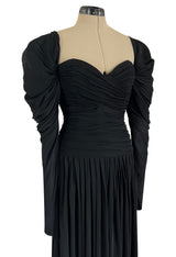 Spectacular 1970s Lanvin by Jules-Francois Crahay Off or On the Shoulder Draped Jersey Dress