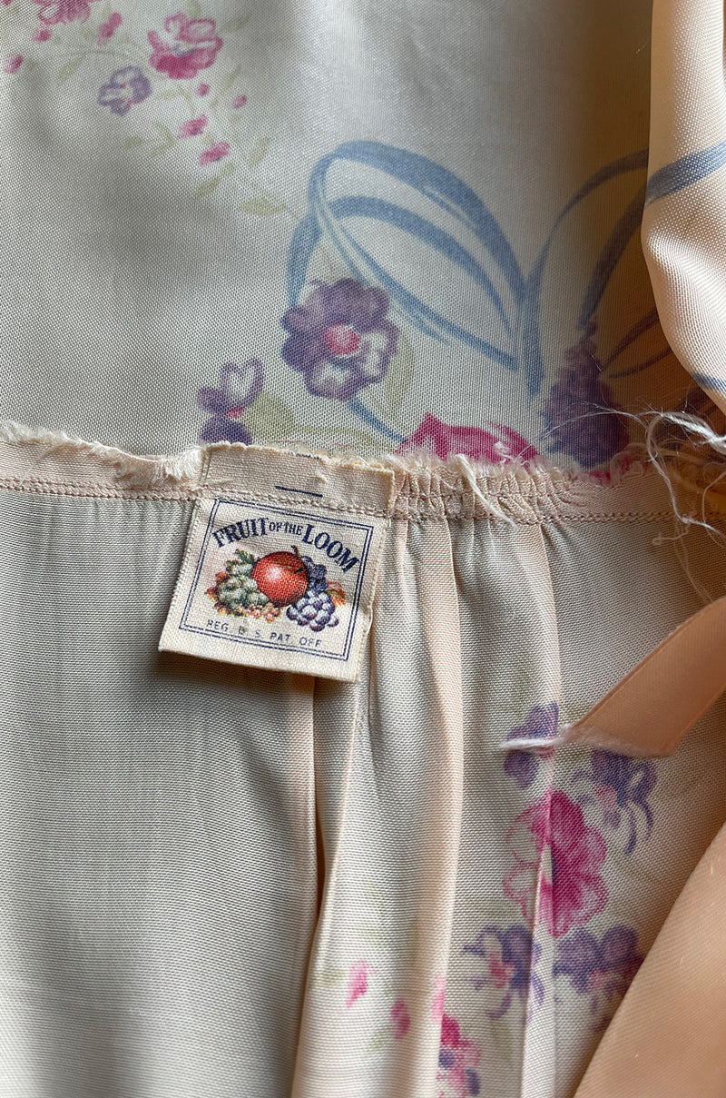 Cutest 1940s Fruit of the Loom Silky Rayon Floral Print Lingerie Dress