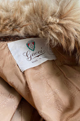 1970s Gucci Two Toned Sheepskin & Suede Coat w Front Leather Buckles