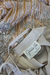 1980s Fernando Pena Gold & Pink Bead Sequin & Net Dress