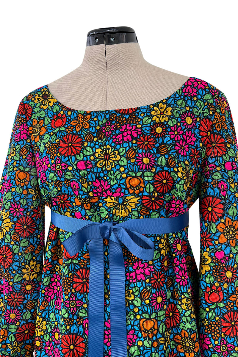 Rare & Exceptional Spring 1966 Yves Saint Laurent Sketch Documented Floral Print Dress