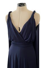 Cruise 2020 Christian Dior by Maria Grazia Chiuri Deep Blue Cape Back Jersey Dress