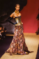 F/W 1995 Christian Lacroix Stunning Metallic Gold & Copper Lace Dress