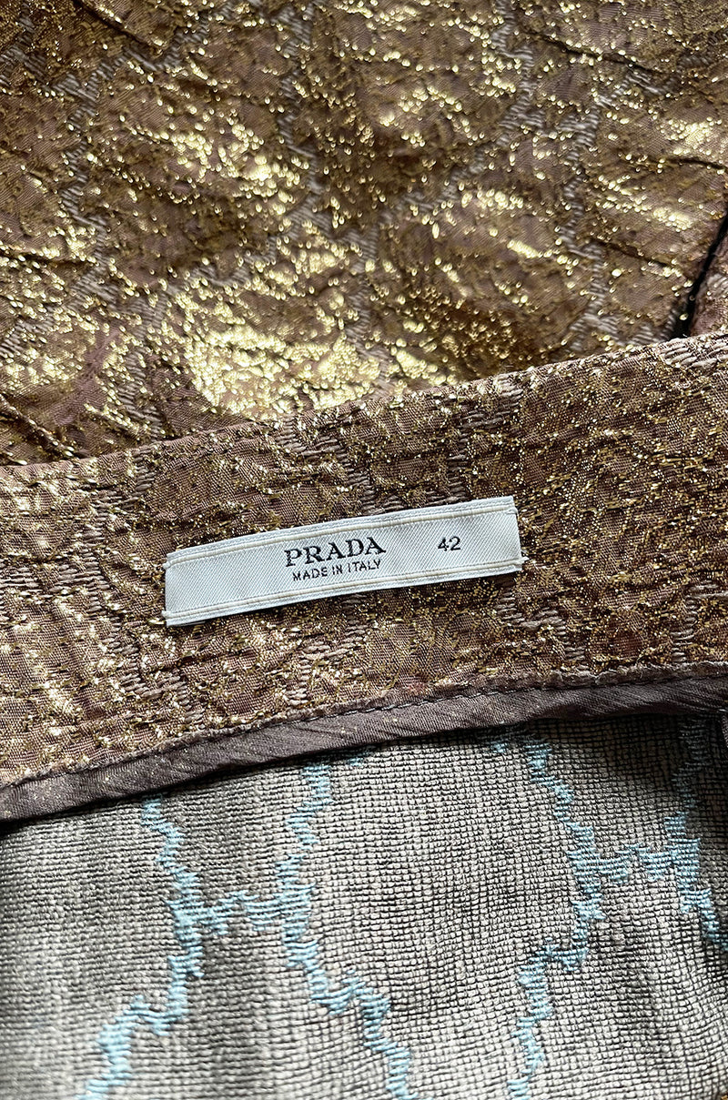 Gorgeous Spring 2002 Prada Runway Skirt Look 47 Gold Silk Metallic Lame Skirt