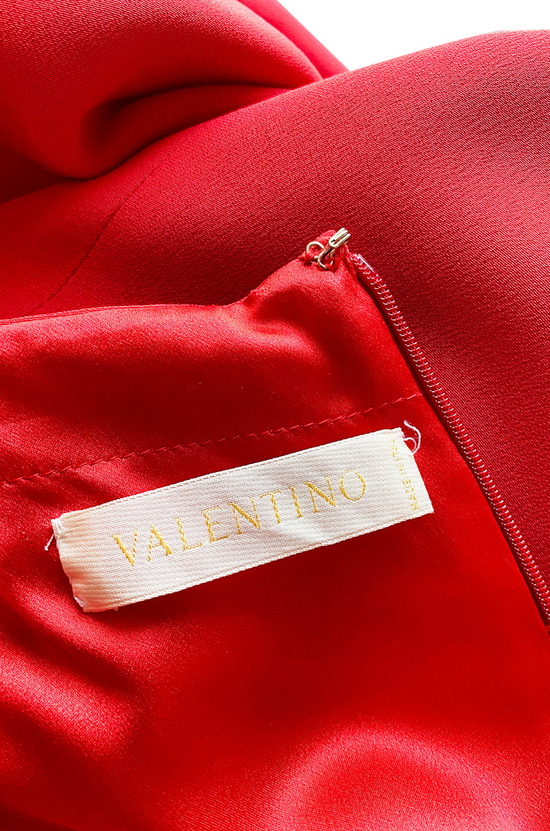 Sleek 1990s Valentino Classic Red Dress w Slit Front Detail & Tiered Ruffled Hem