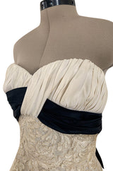 Exceptional Spring 1956 Pierre Balmain Haute Couture Strapless French Alencon Lace & Silk Organza Dress