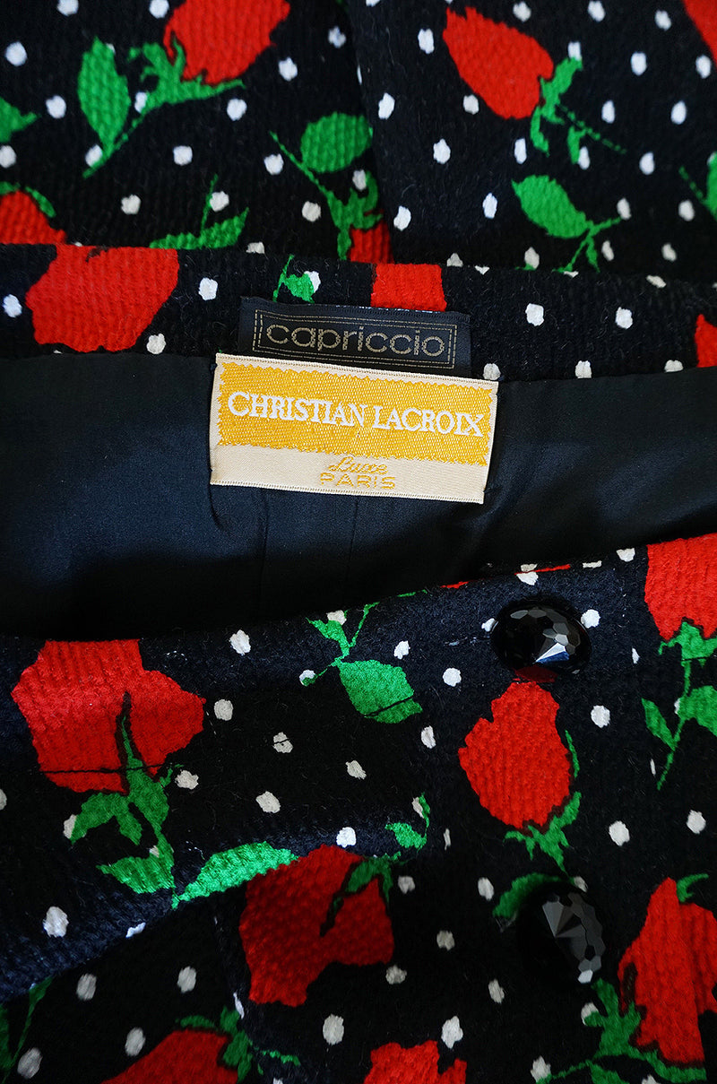 Spring 1988 Off Shoulder Christian Lacroix Floral Dress