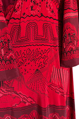 Spring 2017 Valentino by PierPaolo Piccioli Red Silk Dress w Zandra Rhodes Print