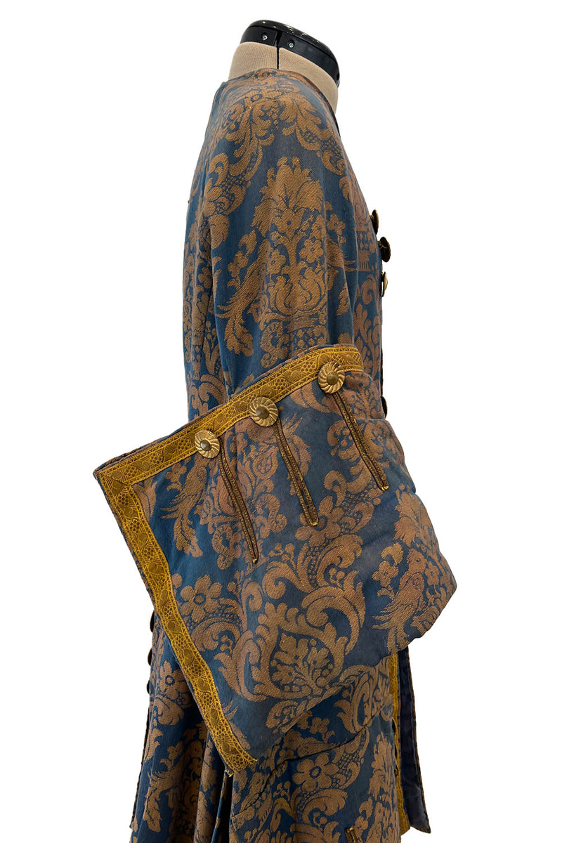 Remarkable Late 1800s Charles H. Fox Theatre Costume Gold & Blue Brocade Great Coat