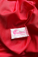 1980s Cattani Plunge Frint and Back Red Jersey Jumpsuit w Draped Legs
