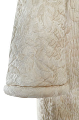 Gorgeous Fall 1965 Nina Ricci Haute Couture Ivory Silk  Brocade Coat w Soft Sheepskin Lining