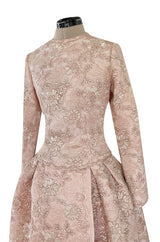 Fall 1994 Nina Ricci Haute Couture Metallic Cord Detailed Lace & Pink Silk Dress
