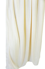 1980 Bill Tice Cream & Gold Backless Jersey Plunge Gown