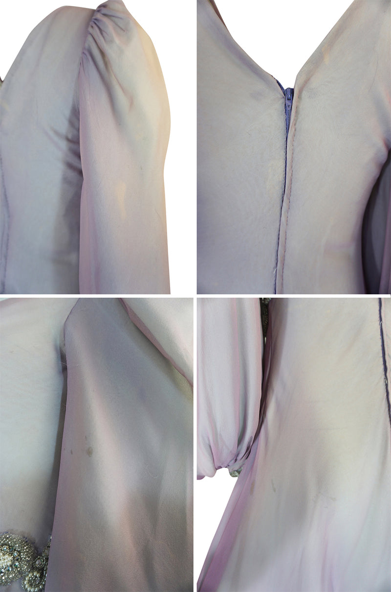 1970s Stavropoulos Couture Layered Bias Cut Silk Chiiffon Dress