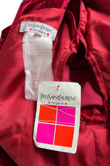 Extraordinary Fall 1998 Yves Saint Laurent Deep Red Moire Velvet Dress w Orginal Tag