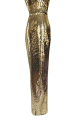 Resort 2020 Alex Perry Supermodel Long Strapelss Gold Sequin 'Howard' Dress