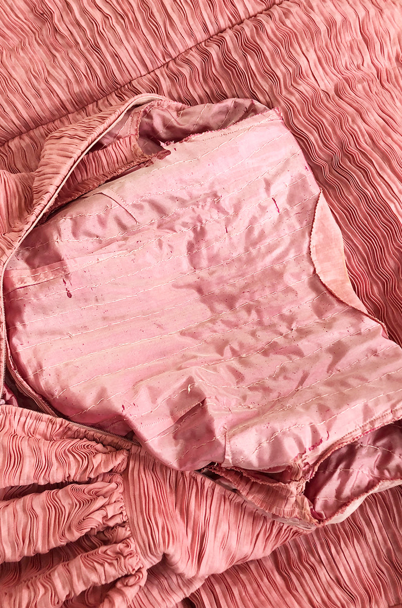 1960s Sybil Connolly Couture 'Non Chalance' Pink Pleated Linen Dress