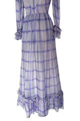Incredible 1960s Sybil Connolly Couture Pale Lavender Ruffled Silk Gauze Dress