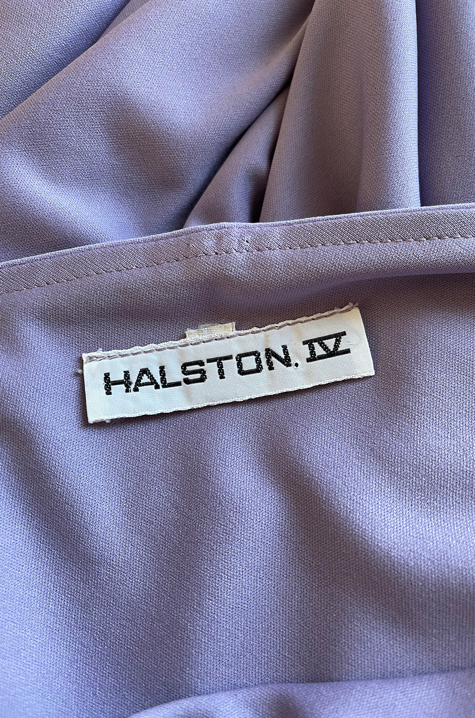 Rare 1978 Halston Couture Metallic Purple Lurex Cropped Bandeau Top & Skirt Set