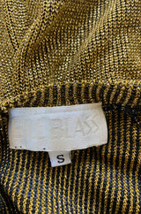 1980s Bill Blass Easy Fitting Gold Lurex Knit American Sportswear Chic Feeling Dress