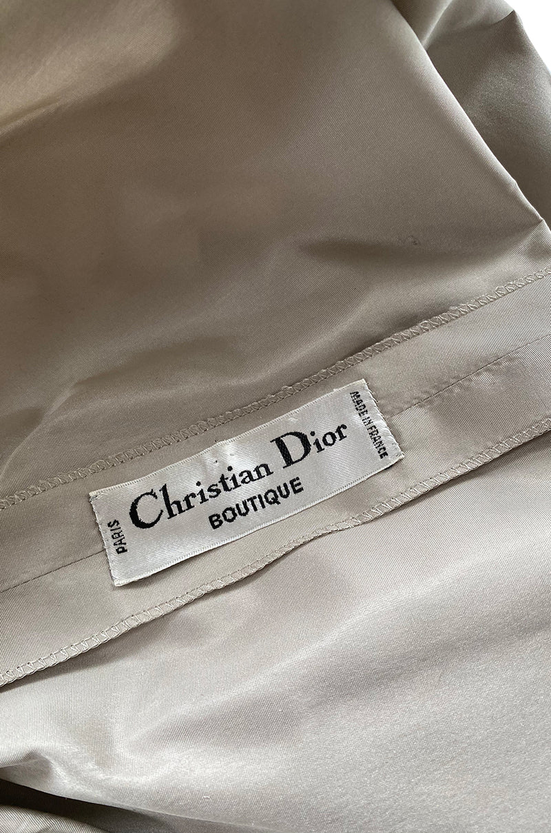 Runway 1981 Christian Dior by Marc Bohan Grey Silk Taffeta Ruffle Dress