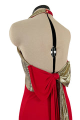 Insanely Good 1980s Giorgio Sant'Angelo Metallic Gold & Red Jersey Dress