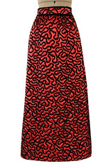 Documented Fall 1981 Chanel Red Metallic Silk Skirt & Jacket Set w Hand Applied Chenille Cording Detail