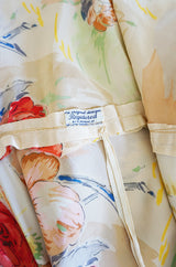 1930s Bias Cut Beautiful Floral Print Silk Flapper Gown