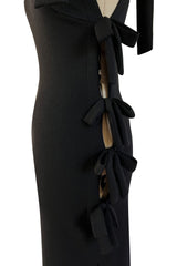 Gorgeous Early 2000s John Anthony One Sleeve Jersey Dress w Full Open Side & Bow Detail