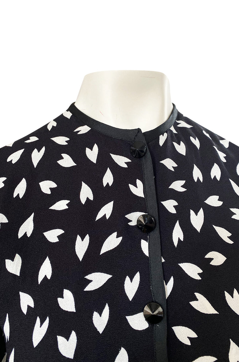 Fall 1982 Yves Saint Laurent Heart Print Black & White Suit Set