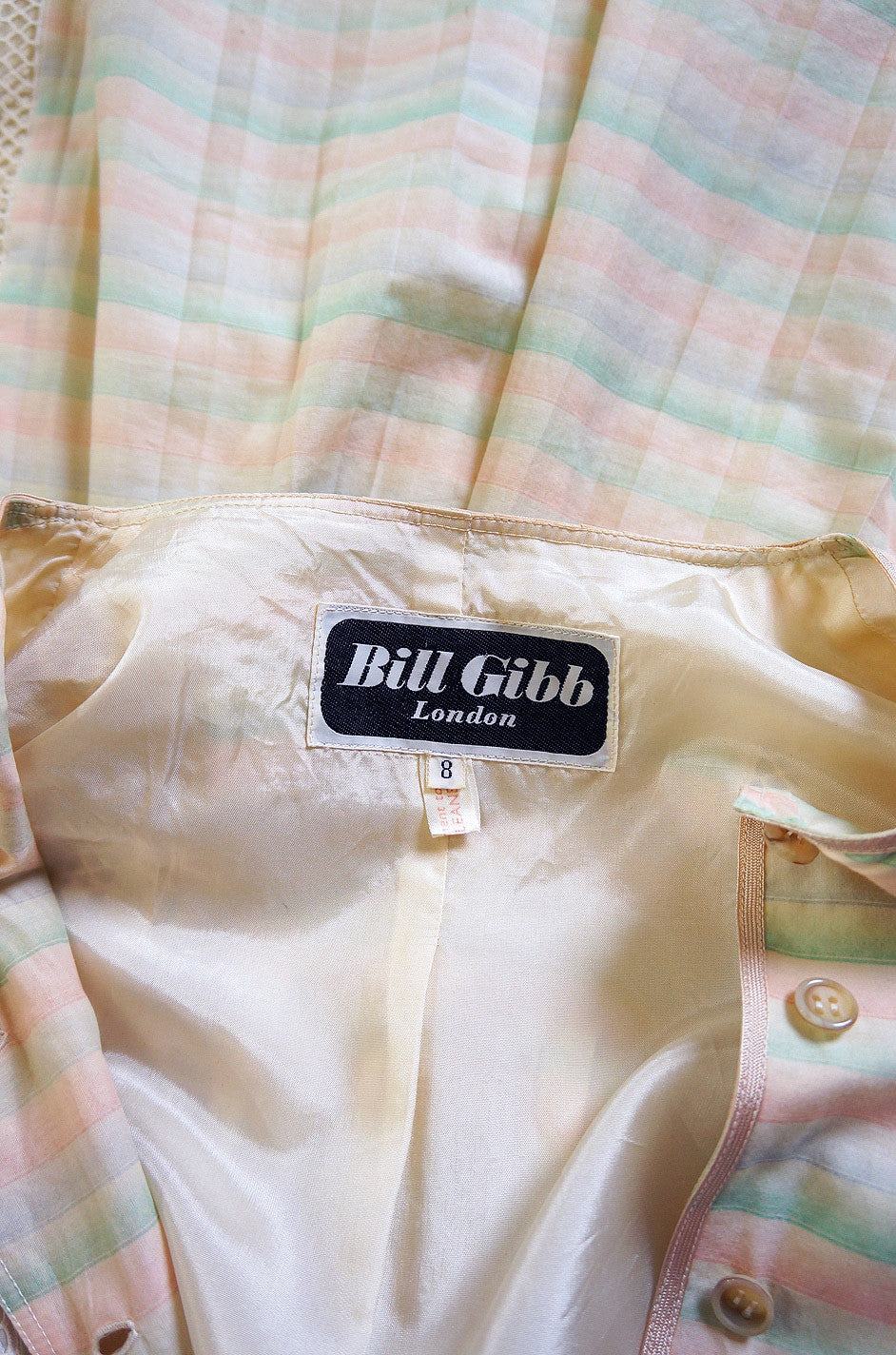 Prettiest 1977 Bill Gibb Couture Embroidered Gold Thread Net Dress w Long Jacket