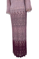 Chic 1968 Pierre Cardin Haute Couture Dress w Graduated Hand Made Purple Guipure Crochet Lace