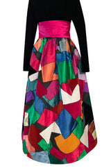 Iconic Fall 1980 Possible Yves Saint Laurent Haute Couture Dress Patchwork & Velvet Dress