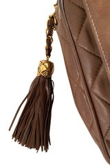 c. 1990 Chanel Quilted Camera Bag w Fringe Tassel & Front Flap Pocket