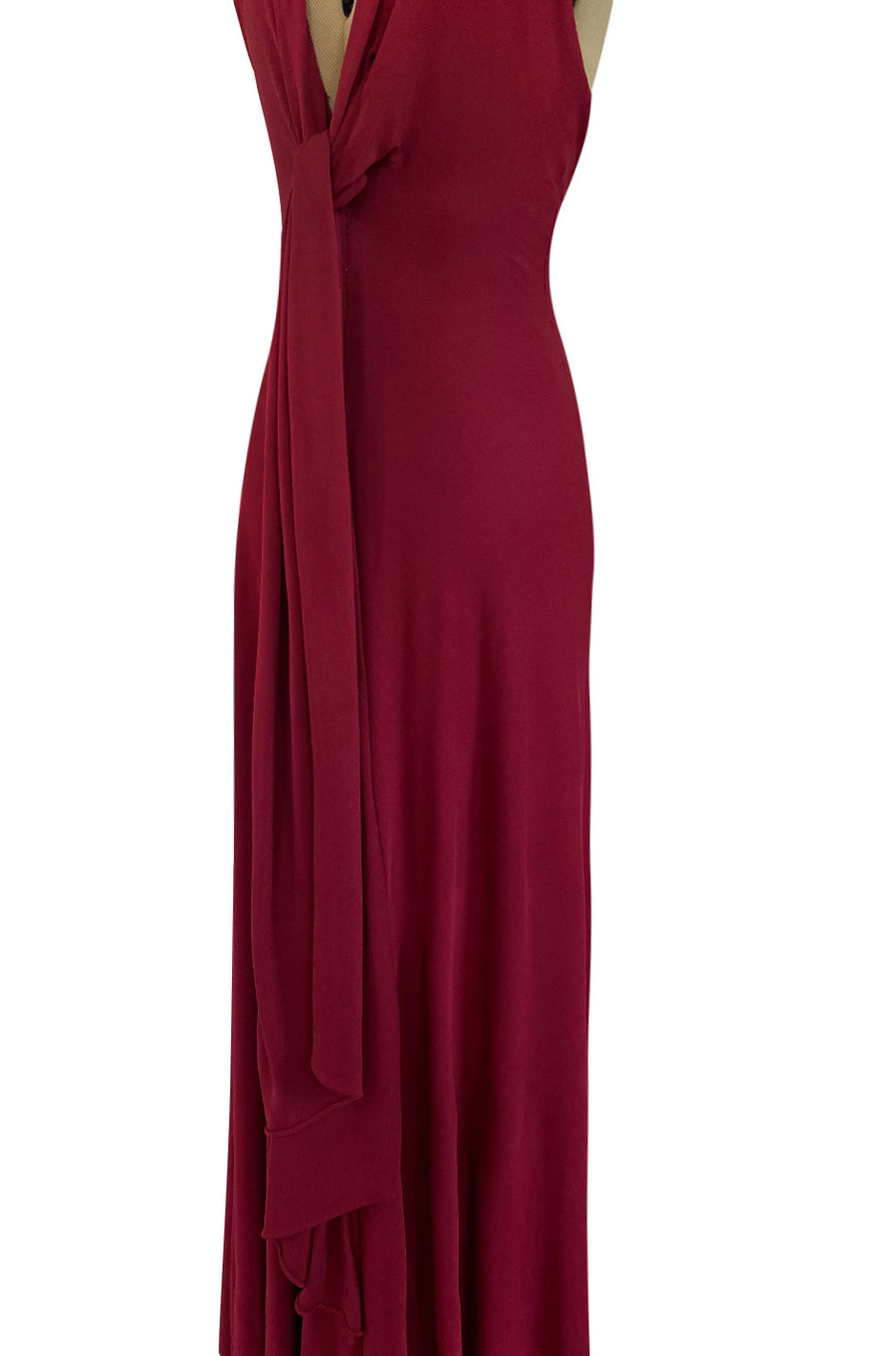 Important 1975 Halston Couture Deep Burgundy Front Wrap & Tie Silk Jer –  Shrimpton Couture