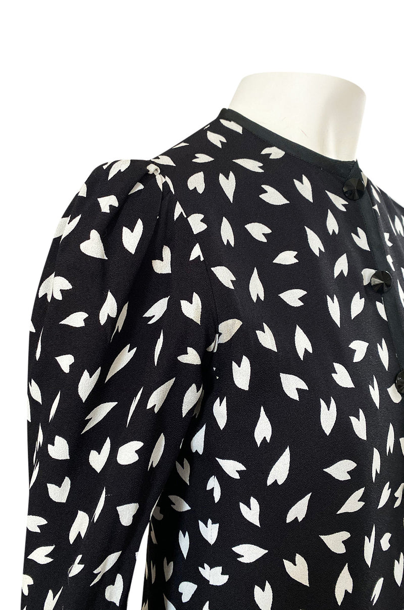 Fall 1982 Yves Saint Laurent Heart Print Black & White Suit Set