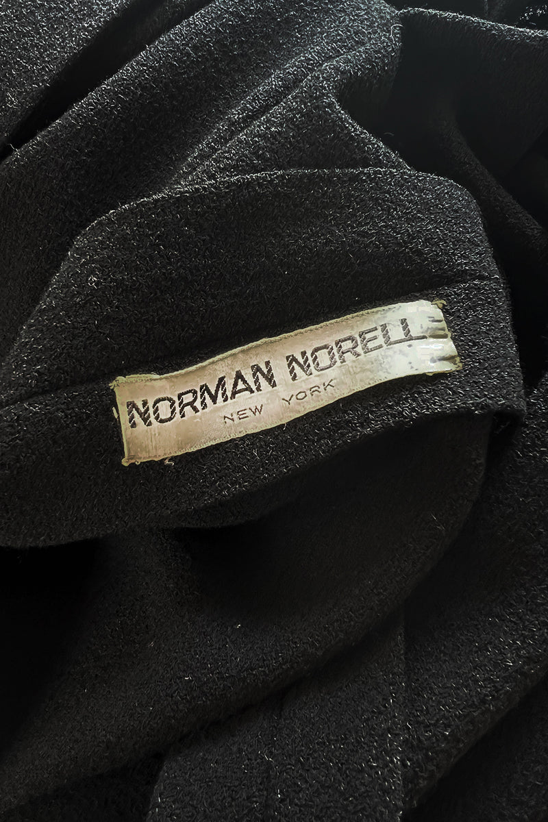 Incredible 1963 Norman Norell Black Crepe Button Dress Twin Worn by Judy Garland
