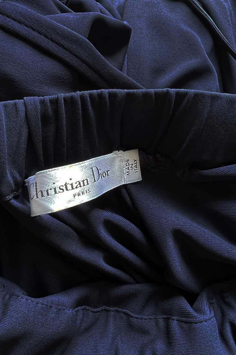 Cruise 2020 Christian Dior by Maria Grazia Chiuri Deep Blue Cape Back Jersey Dress