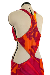 Important & Rare Spring 1966 Madame Gres Printed Silk Chiffon Cut Out Dress
