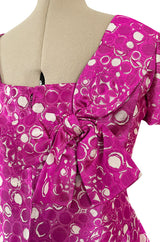 Exceptional Early 1960s Christian Dior by Marc Bohan Pink & White Silk Twill Dress Set