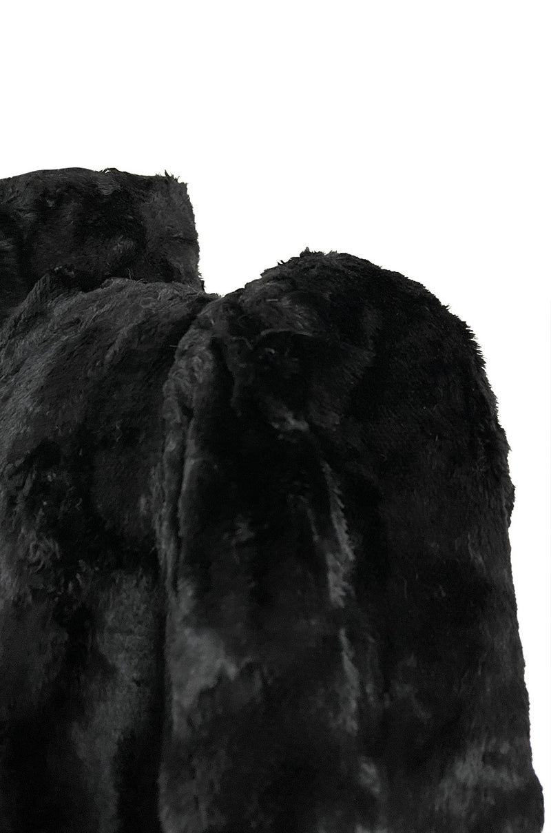 Documented 1973 Biba by Barbara Hulanicki Rare Maternity Label Black Faux Fur Swing Coat