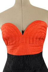 Killer Spring 1989 Gianni Versace Couture Strapless Topstitched Dress W Back Buttons & Cut Out