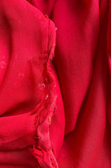 Iconic 1970s Halston Couture Glossy Red Sequin Full Length Wrap Dress w Plunge Front