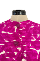 Exceptional Spring 1966 Christian Dior Haute Couture Suit by Marc Bohan In a Pink Patterned Silk Twill